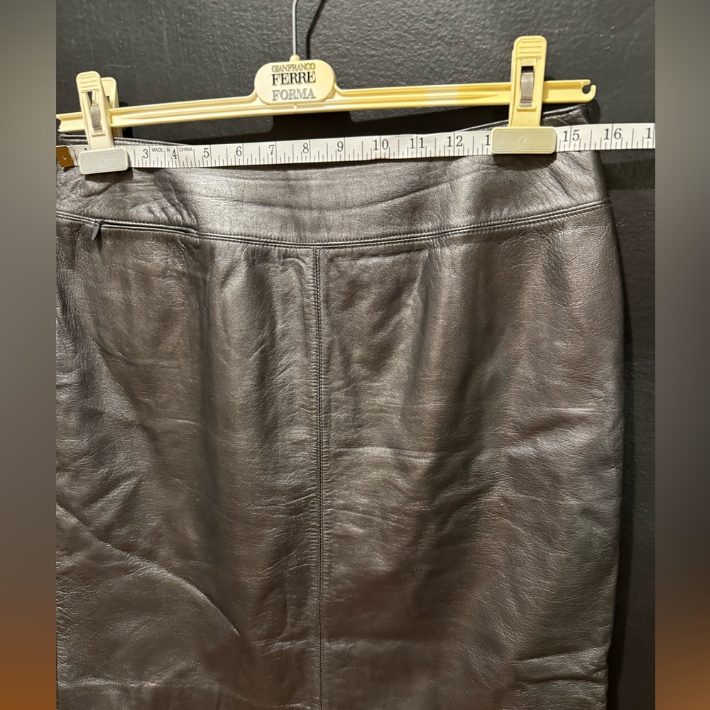Lord & Taylor Metallic Leather Skirt - Picture 9 of 10